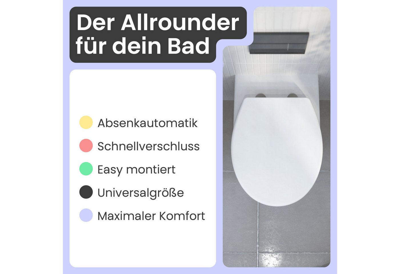instmaier WC-Sitz instmaier Helma, Toilettendeckel mit Absenkautomatik, Absenkautomatik, zur Reinigung abnehmbar, Duroplast – Bild 2 von 5