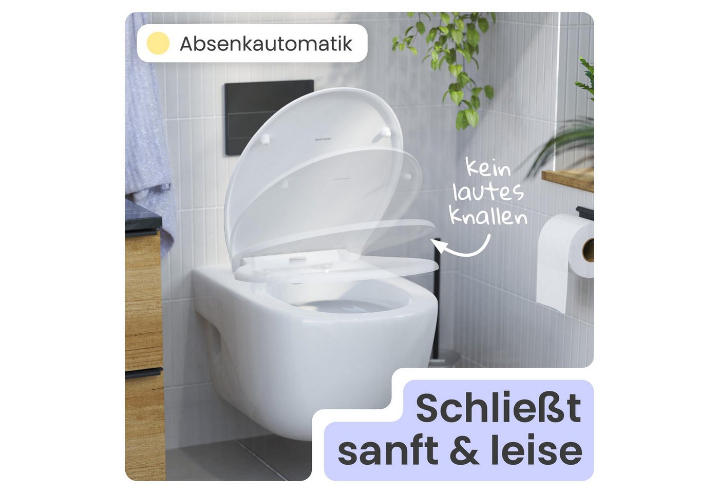 instmaier WC-Sitz instmaier Helma, Toilettendeckel mit Absenkautomatik, Absenkautomatik, zur Reinigung abnehmbar, Duroplast – Bild 3 von 5