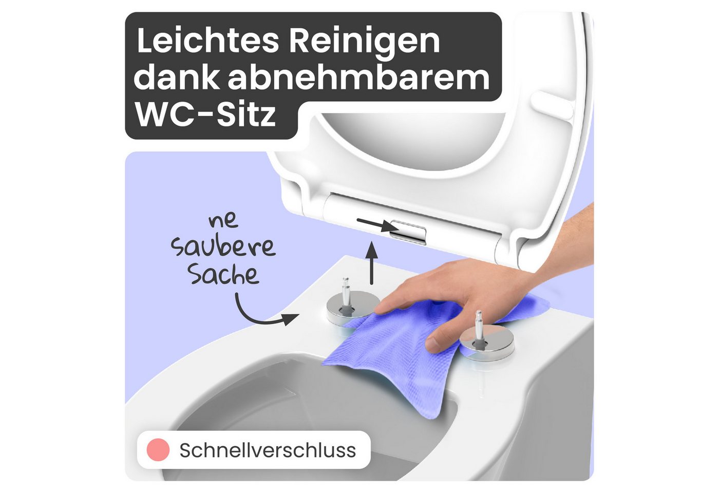 instmaier WC-Sitz instmaier Helma, Toilettendeckel mit Absenkautomatik, Absenkautomatik, zur Reinigung abnehmbar, Duroplast – Bild 4 von 5