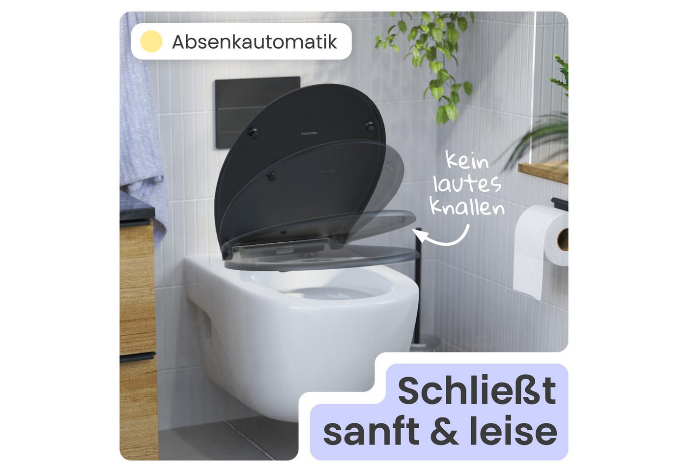 instmaier WC-Sitz instmaier Helma, Toilettendeckel mit Absenkautomatik, Absenkautomatik, zur Reinigung abnehmbar, Duroplast – Bild 3 von 5