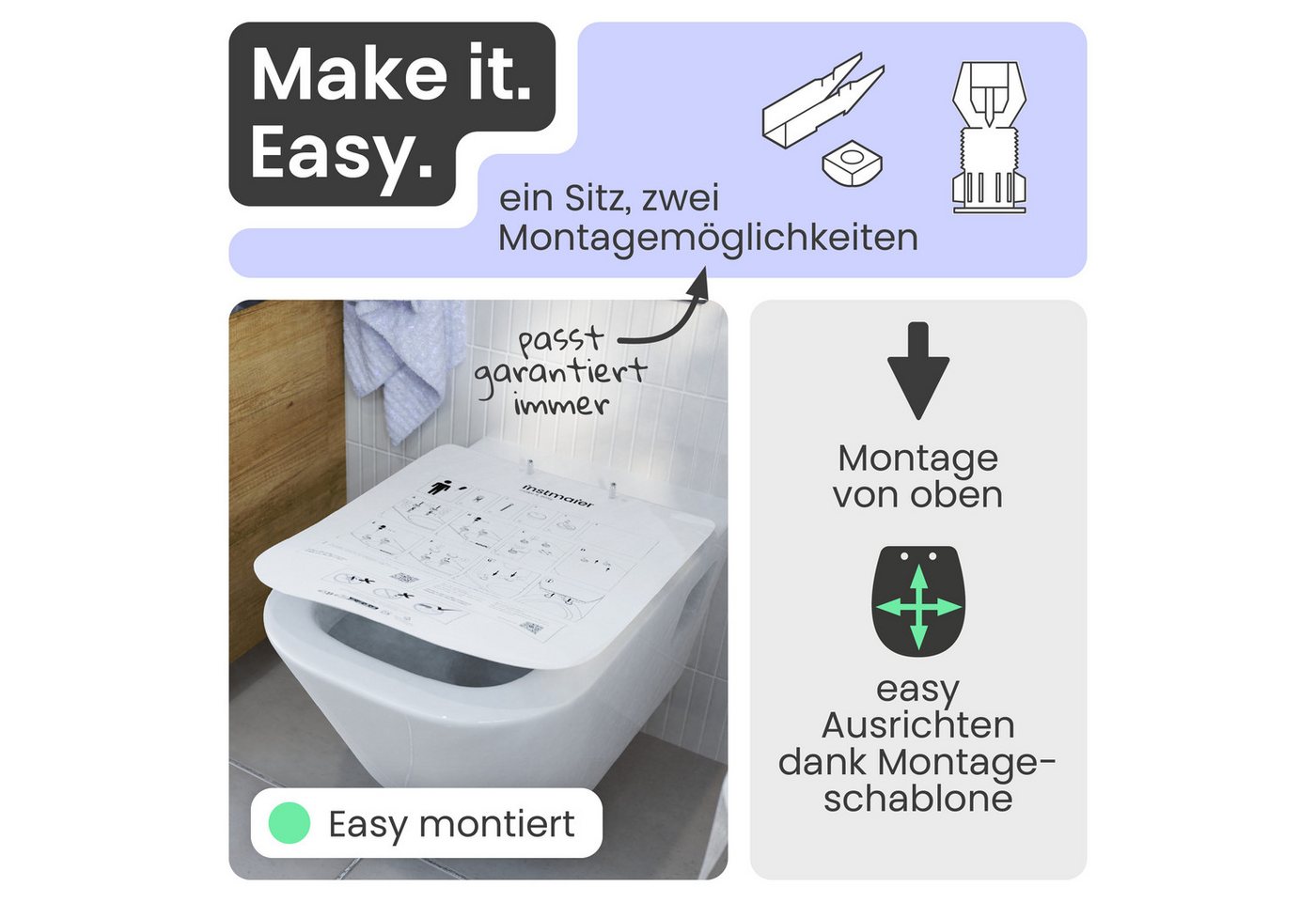 instmaier WC-Sitz instmaier Helma, Toilettendeckel mit Absenkautomatik, Absenkautomatik, zur Reinigung abnehmbar, Duroplast – Bild 5 von 5