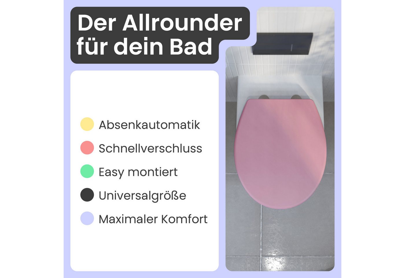 instmaier WC-Sitz instmaier Helma, Toilettendeckel mit Absenkautomatik, Absenkautomatik, zur Reinigung abnehmbar, Duroplast – Bild 2 von 5