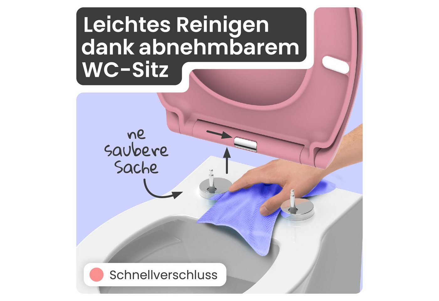 instmaier WC-Sitz instmaier Helma, Toilettendeckel mit Absenkautomatik, Absenkautomatik, zur Reinigung abnehmbar, Duroplast – Bild 4 von 5