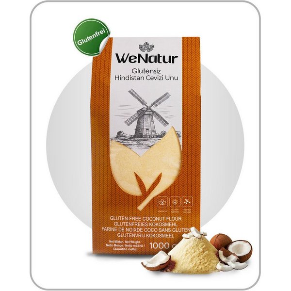 We_Natur Mehl Kokosmehl – Low-Carb, ballaststoffreich & natürlich glutenfrei 1kg, 1000 g, 100 % Natürlich, Glutenfrei