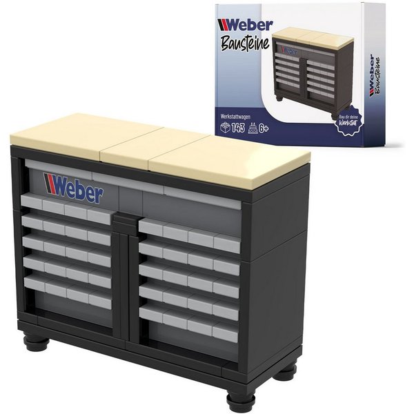 Weber GmbH Bausteine Werkstattwagen Werkstatt Garage ab 6 Spielbausteine, (Packung, 143 St), Bausatz für Technikfans