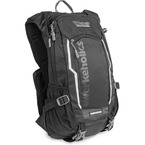 Weber GmbH Rucksack Weber #Werkeholics Outdoor & Offroad Rucksack schwarz 18 Liter (excl. Trinksystem), Fach für 2 Liter Trinkblase, abnehmbare Handytasche, Net
