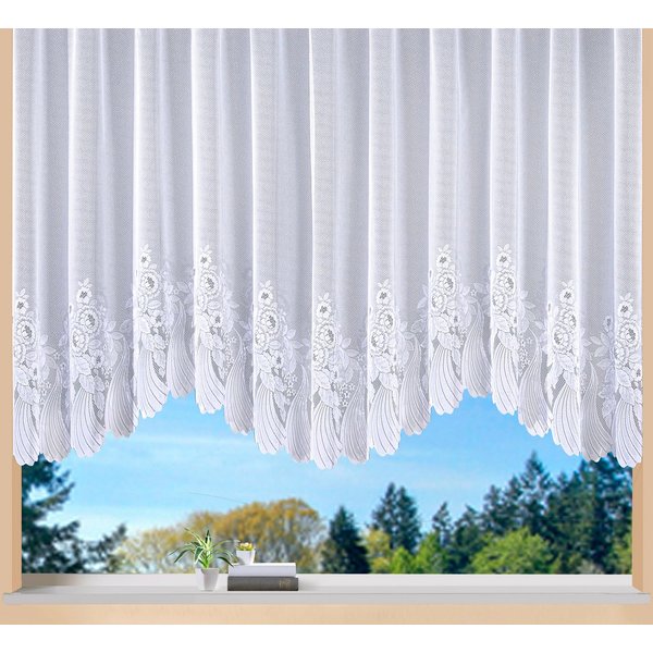 Weckbrodt Bogenstore Savannah (1 St), Kräuselband, halbtransparent, Jacquard, Jacquard, Bogenstore, halbtransparent, Bordüre, Kante, floral, Store