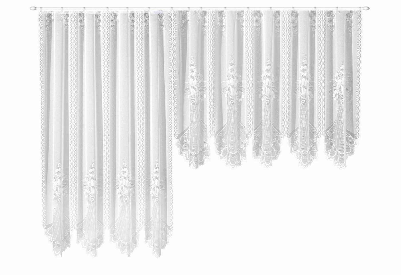Weckbrodt Gardine Adria (1 St), Kräuselband, halbtransparent, Jacquard, Jacquard, strukturiert, halbtransparent, floral, gebogt, Store – Bild 2 von 5