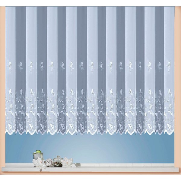 Weckbrodt Gardine Brüssel (1 St), Kräuselband, halbtransparent, Voile, echte Stickerei, Voile, halbtransparent, Bordüre, Kante, gebogt, Store