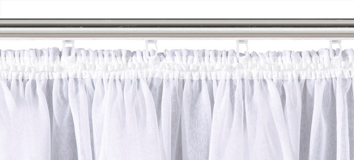 Weckbrodt Gardine Brüssel (1 St), Kräuselband, halbtransparent, Voile, echte Stickerei, Voile, halbtransparent, Bordüre, Kante, gebogt, Store – Bild 3 von 5