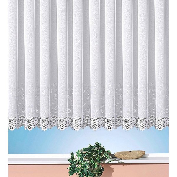 Weckbrodt Gardine Elina (1 St), Kräuselband, transparent, echte Stickerei, Makramee, halbtransparent, Bordüre, gebogt, Store