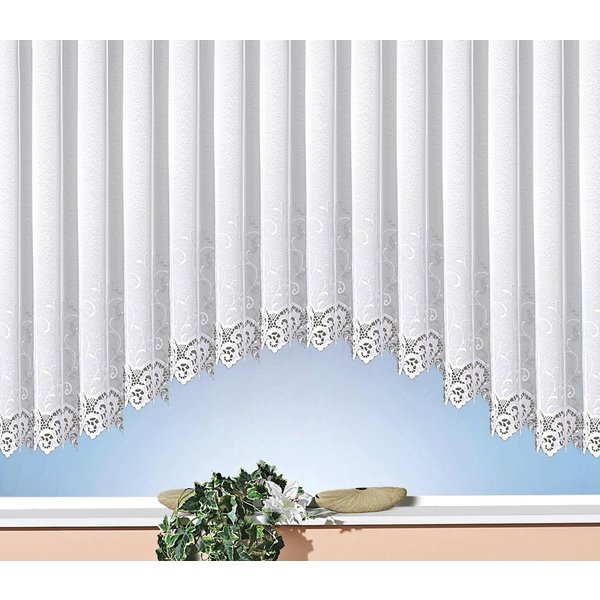 Weckbrodt Gardine Elina (1 St), Kräuselband, transparent, echte Stickerei, Makramee, halbtransparent, C-Bogen, Bordüre, Store