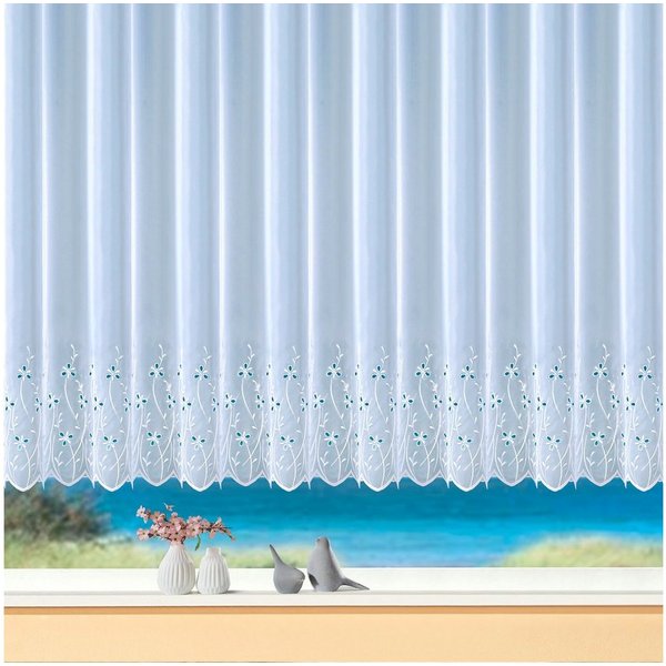 Weckbrodt Gardine Freising, 1 Stück, Kräuselband, transparent, Stickerei (1 St), Kräuselband, transparent, echte Stickerei, Lochstickerei, Voile, halbtransparen