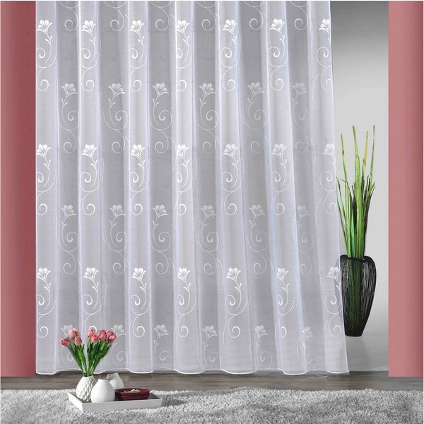 Weckbrodt Gardine Lilly, 1 Stück, halbtransparent, Jacquard (1 St), Smokband, halbtransparent, Jacquard, Jacquard, strukturiert, Allover, Beschwerungsband, halb