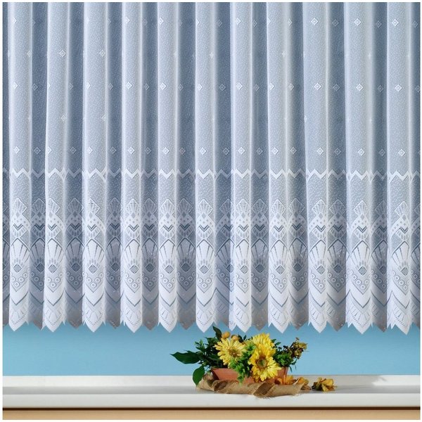 Weckbrodt Gardine London (1 St), Kräuselband, halbtransparent, Jacquard, Jacquard, Allover, Motiv, halbtransparent, Bordüre, Sockel, Store