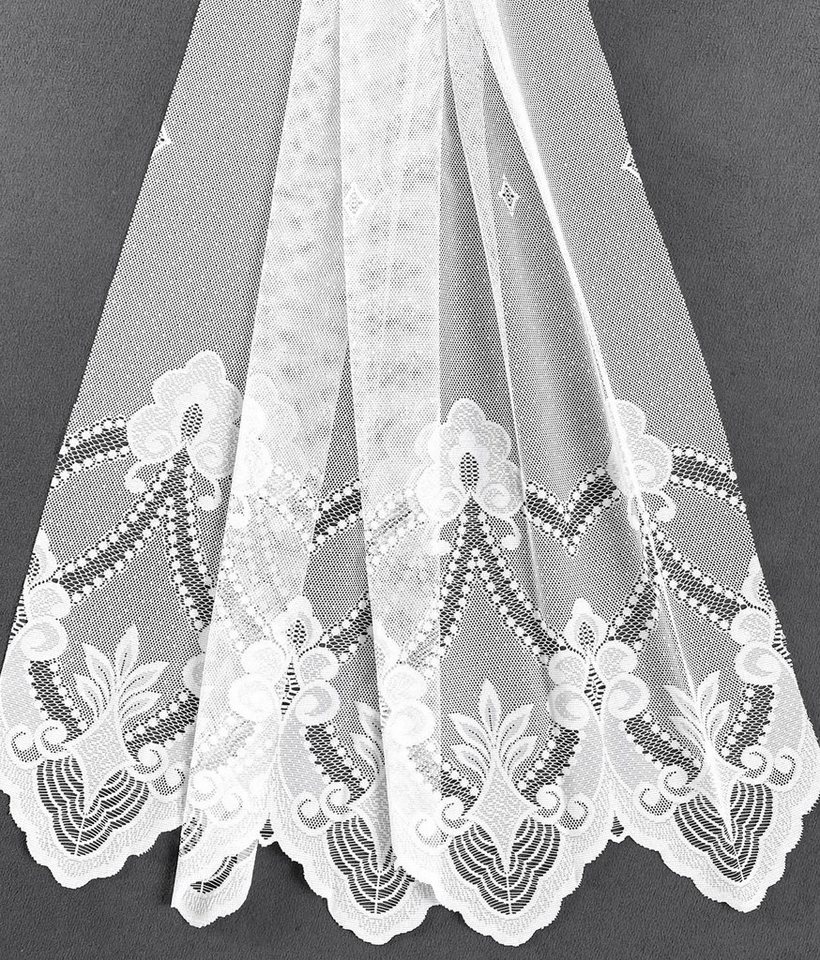 Weckbrodt Gardine Weimar (1 St), Kräuselband, halbtransparent, Jacquard, Jacquard, floral, Halbtransparent, Sockel, Bordüre, gebogt, Store – Bild 2 von 5