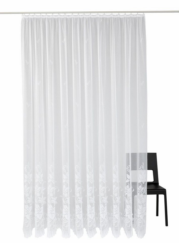 Weckbrodt Gardine Wismar (1 St), Kräuselband, halbtransparent, Jacquard, Jacquard, strukturiert, Allover,floral,halbtransparent, Bordüre, Store – Bild 2 von 5