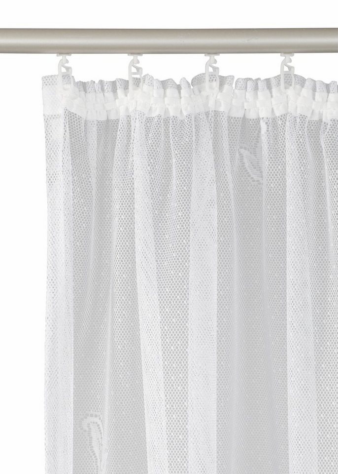 Weckbrodt Gardine Wismar (1 St), Kräuselband, halbtransparent, Jacquard, Jacquard, strukturiert, Allover,floral,halbtransparent, Bordüre, Store – Bild 3 von 5