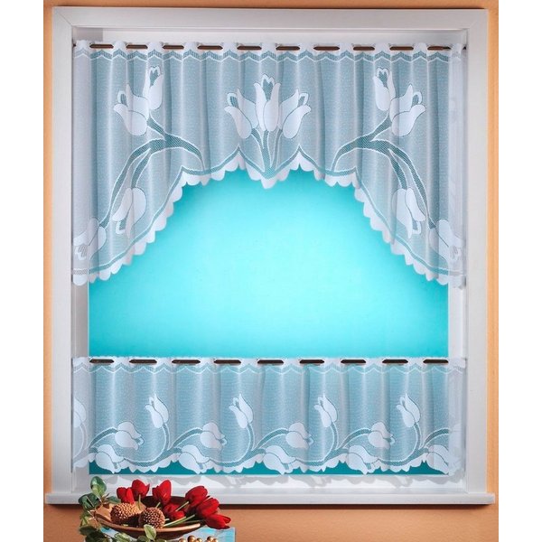 Weckbrodt Scheibengardine Eliana (1 St), Stangendurchzug, halbtransparent, Jacquard, Bistro, Jacquard, floral, 2teiliges Set, Gardine, Store