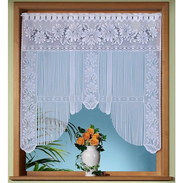 Weckbrodt Scheibengardine Emilia (1 St), Stangendurchzug, halbtransparent, Jacquard, Jacquard, Gardine, Fadengardine, floral, geblümt, HxB: 105x105, Store
