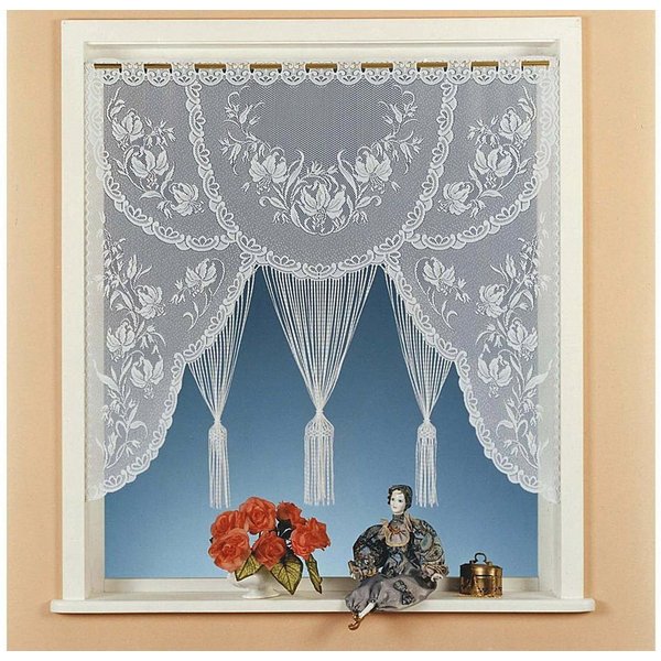 Weckbrodt Scheibengardine Konstanz-A (1 St), Stangendurchzug, halbtransparent, Jacquard, Fadengardine, Jacquard, floral, geblümt, Store