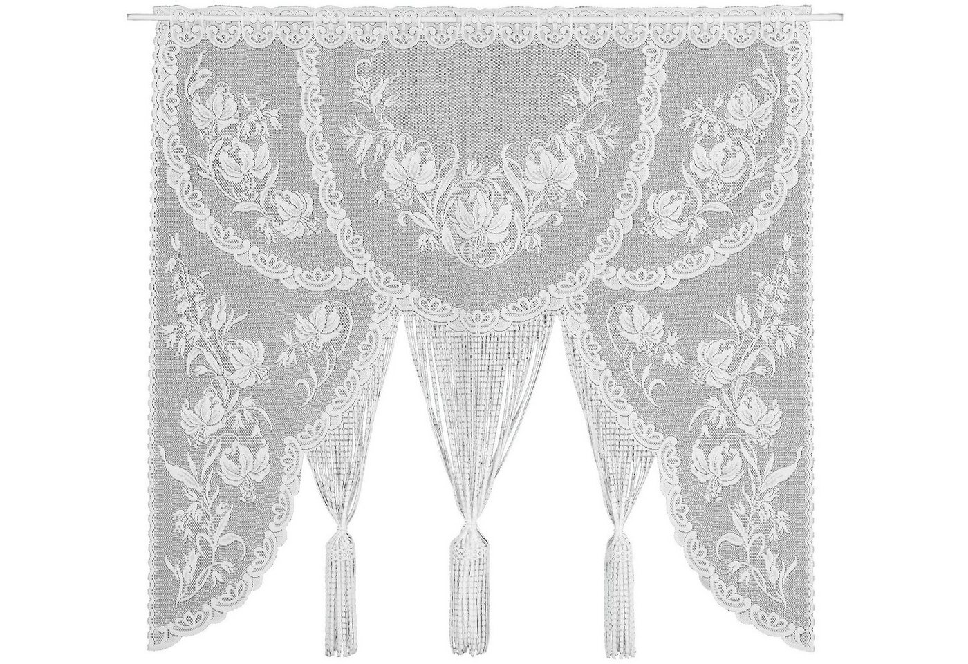 Weckbrodt Scheibengardine Konstanz-A (1 St), Stangendurchzug, halbtransparent, Jacquard, Fadengardine, Jacquard, floral, geblümt, Store – Bild 2 von 4