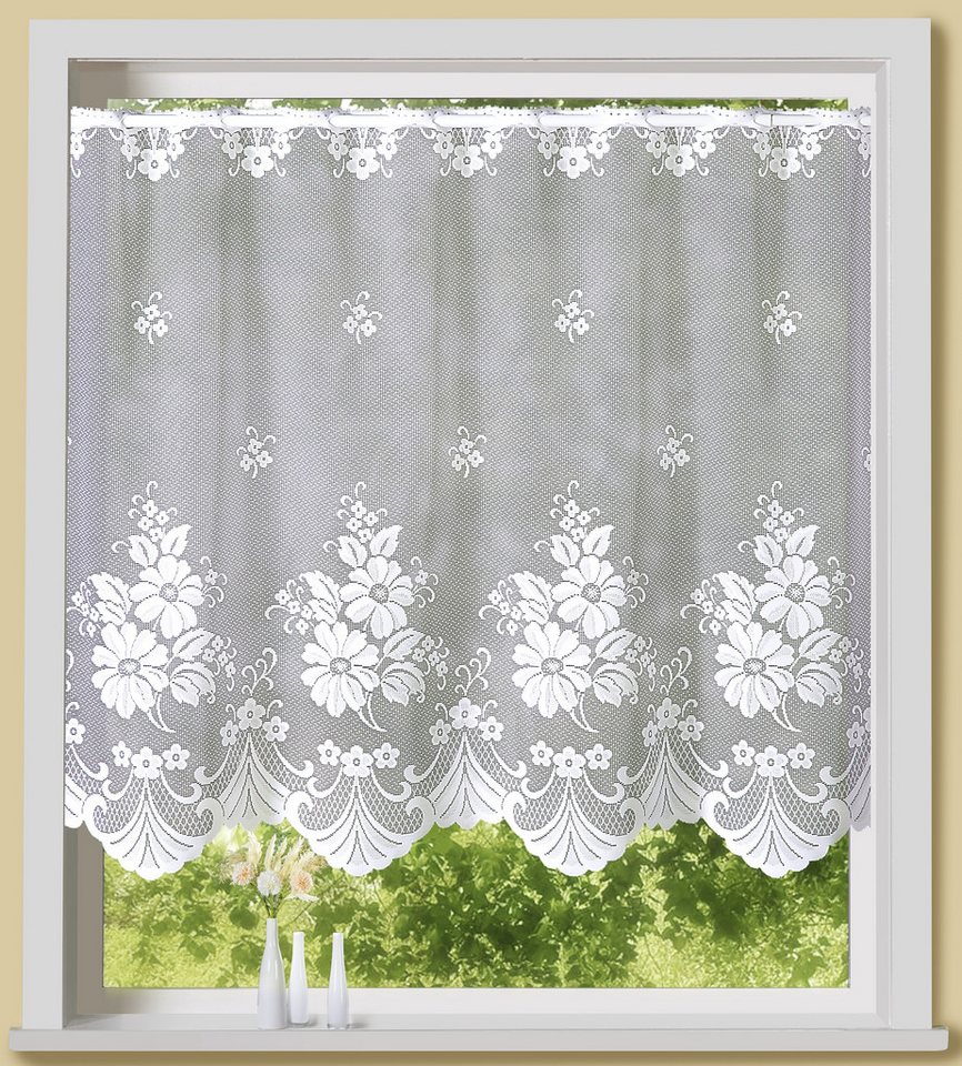Weckbrodt Scheibengardine Mara (1 St), Stangendurchzug, halbtransparent, Bistro, Gardine, Store, floral – Bild 2 von 3