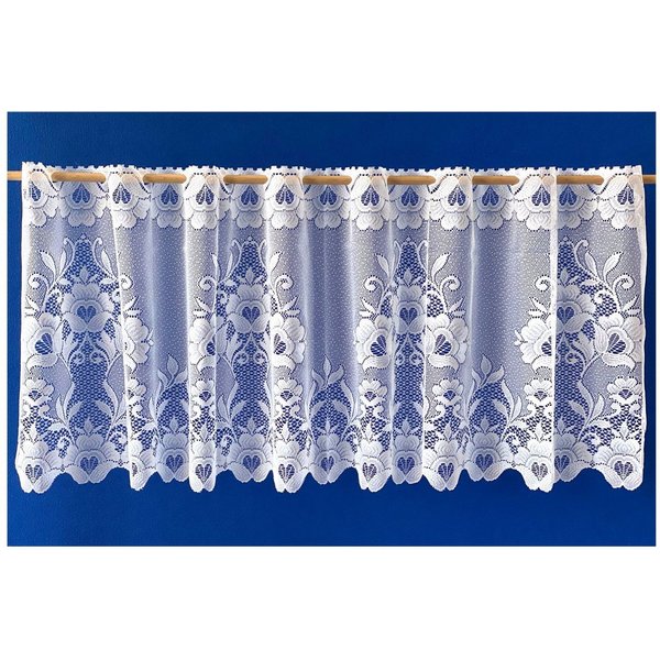 Weckbrodt Scheibengardine Marburg (1 St), Stangendurchzug, halbtransparent, Jacquard, Bistro, Jacquard, strukturiert, floral, geblümt, Gardine, Store
