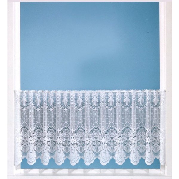 Weckbrodt Scheibengardine Naila (1 St), Stangendurchzug, halbtransparent, Jacquard, Bistro, Muschelbogen, Schwalbenschwanz, HxB 52x195cm, Gardine, Store