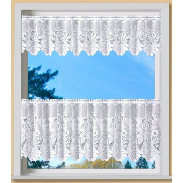Weckbrodt Scheibengardine Savannah, 1 Stück, Stangendurchzug, halbtransparent, Bordüre (1 St), Stangendurchzug, halbtransparent, Jacquard, Bistro, Jacquard, Bor