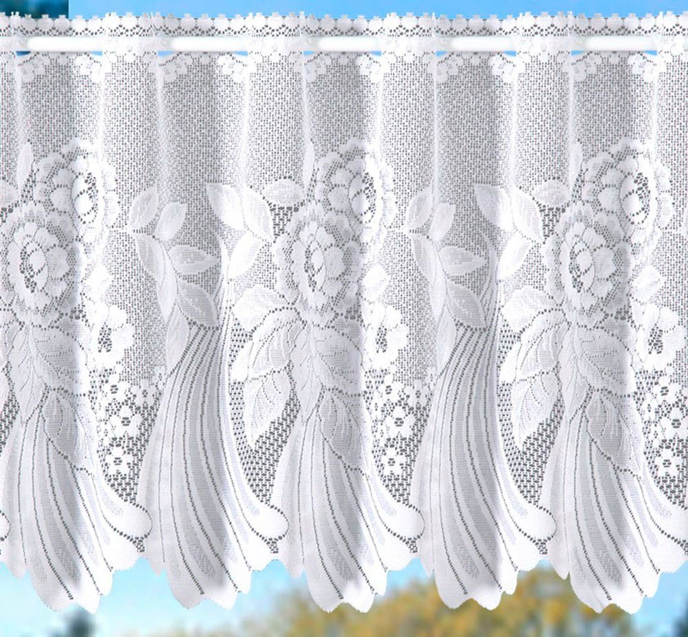 Weckbrodt Scheibengardine Savannah, 1 Stück, Stangendurchzug, halbtransparent, Bordüre (1 St), Stangendurchzug, halbtransparent, Jacquard, Bistro, Jacquard, Bor – Bild 2 von 5