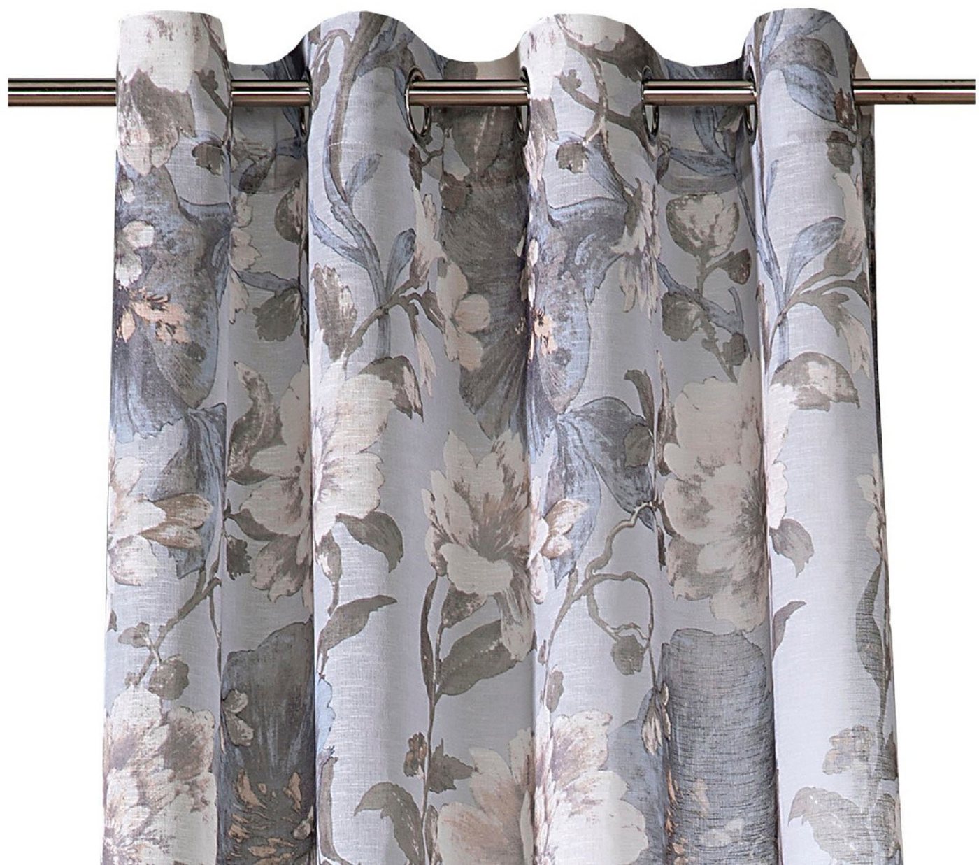 Weckbrodt Vorhang Charlotte (1 St), Ösen, halbtransparent, Leinen, halbtransparent, floral, geblümt, Gardine, Store – Bild 2 von 5