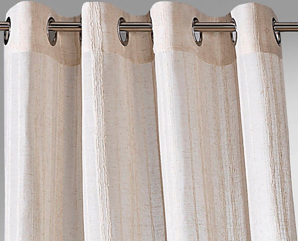 Weckbrodt Vorhang Natural Linen (1 St), Ösen, halbtransparent, Leinen-Optik, Längsstreifen, halbtransparent, Gardine, Store – Bild 3 von 5