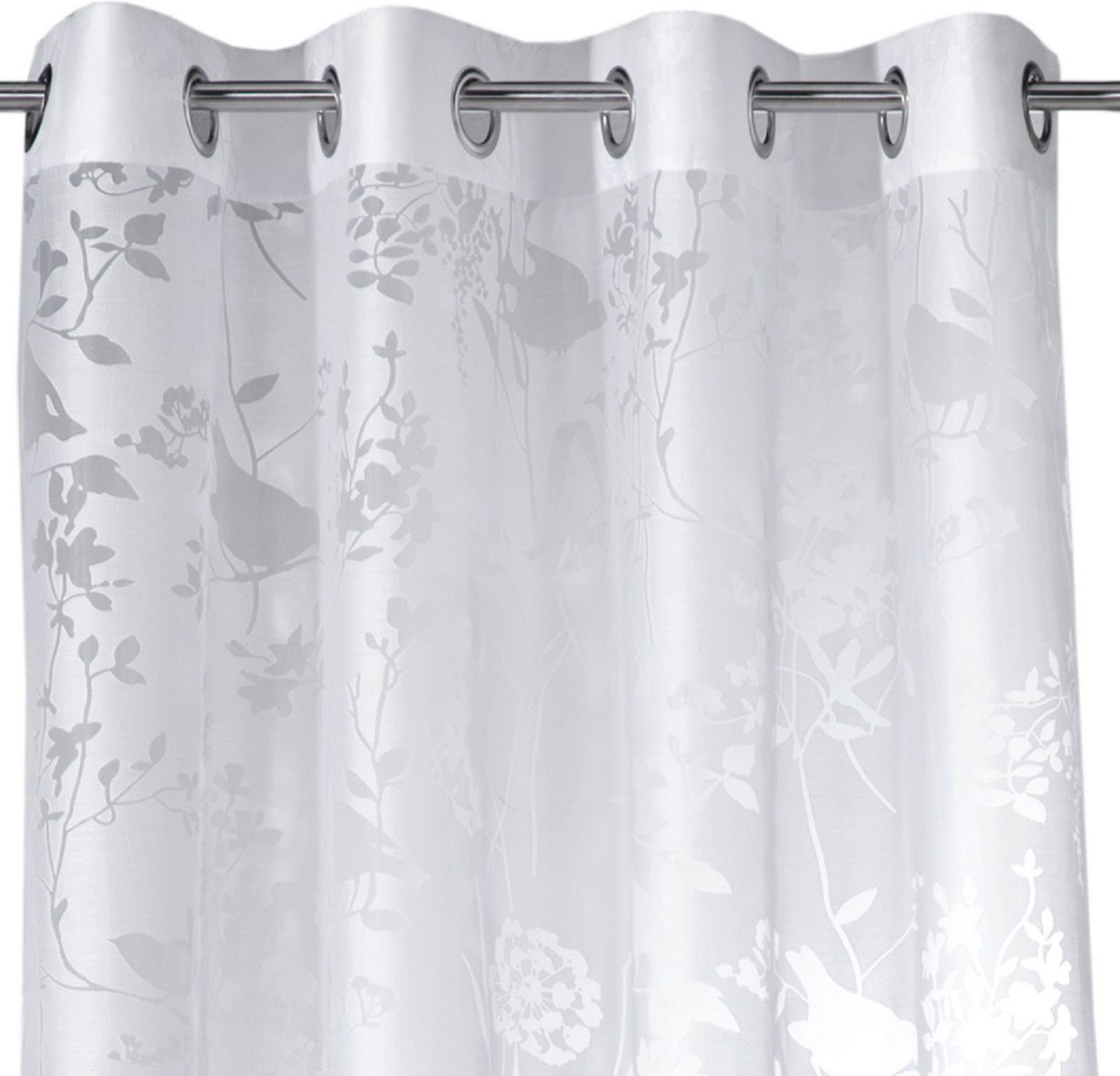 Weckbrodt Vorhang Shorty, 1 Stück, Ösen, transparent, Motiv Vögel und Zweige (1 St), Ösen, transparent, Ausbrenner, Ausbrenner, Allover,transparent,Motiv Vögel  – Bild 2 von 5