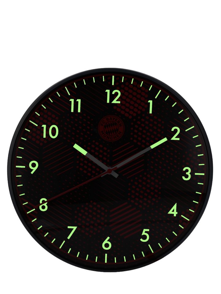 FC Bayern München Wecker FC Bayern München, Wanduhr Glow in the dark Ø 30 cm, Schwarz – Bild 2 von 4