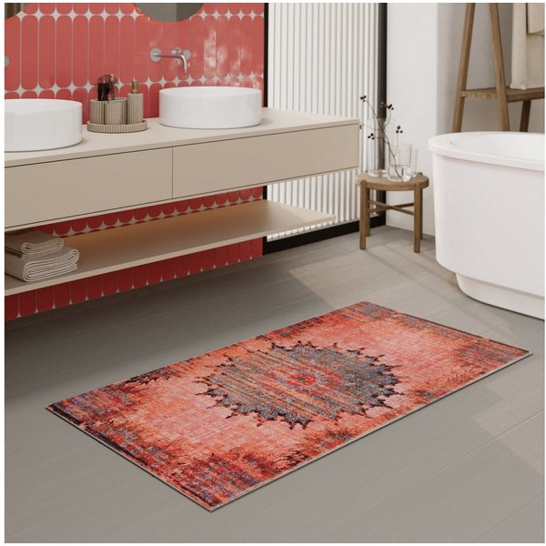 Wecon home Badematte Healing, Höhe 0,5 mm, fußbodenheizungsgeeignet, Polyester, rechteckig, Vintage, waschbar, rutschfest, schnell trocknend, robust, Badteppich