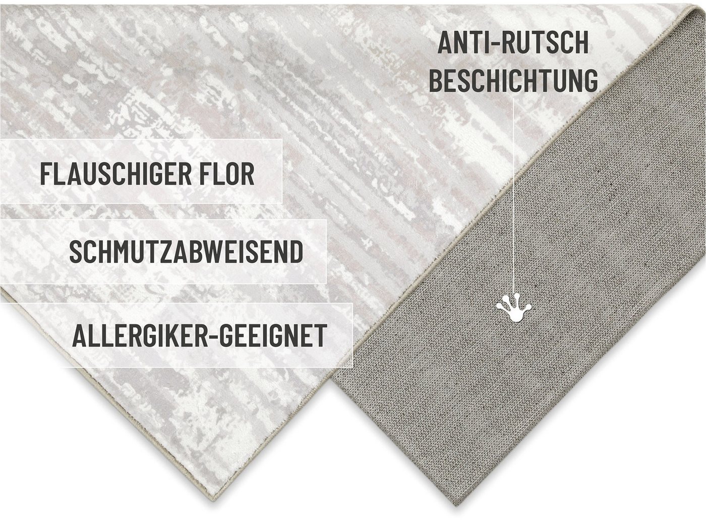 Wecon home Badematte Mauri, Höhe 5 mm, Polyester, rechteckig, Vintage Design, waschbar, rutschfest, schnell trocknend, Badteppich – Bild 3 von 5