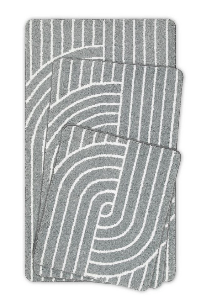 Wecon home Basics Badematte Hilda, Höhe 15 mm, Polyester, rechteckig, waschbar, rutschfest, strapazierfähig, pflegeleicht mit Retro Muster – Bild 3 von 5
