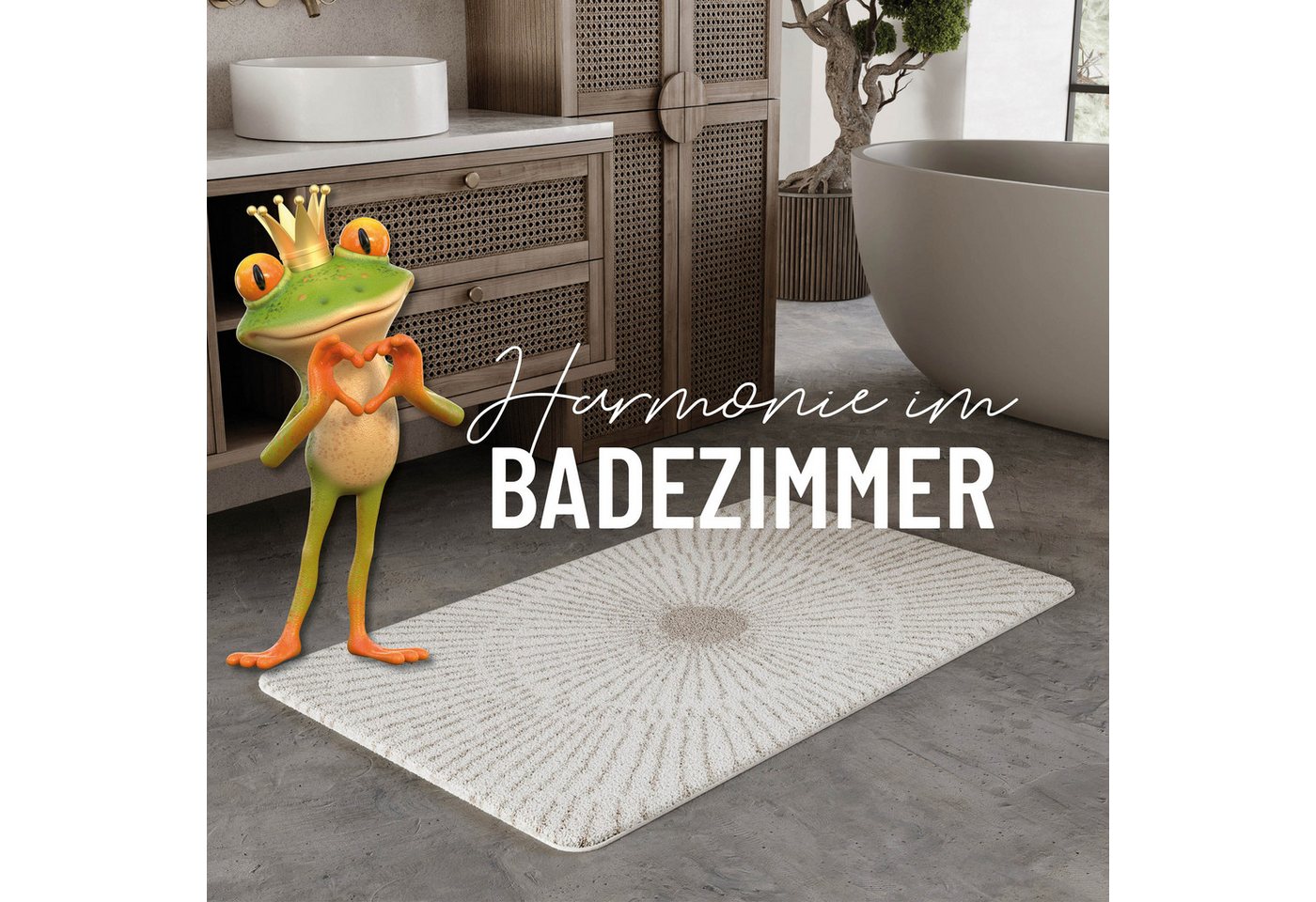 Wecon home Basics Badematte Jasbeer, Höhe 15 mm, Polyester, rechteckig, waschbar, rutschfest, strapazierfähig, pflegeleicht mit Linien Design – Bild 5 von 5