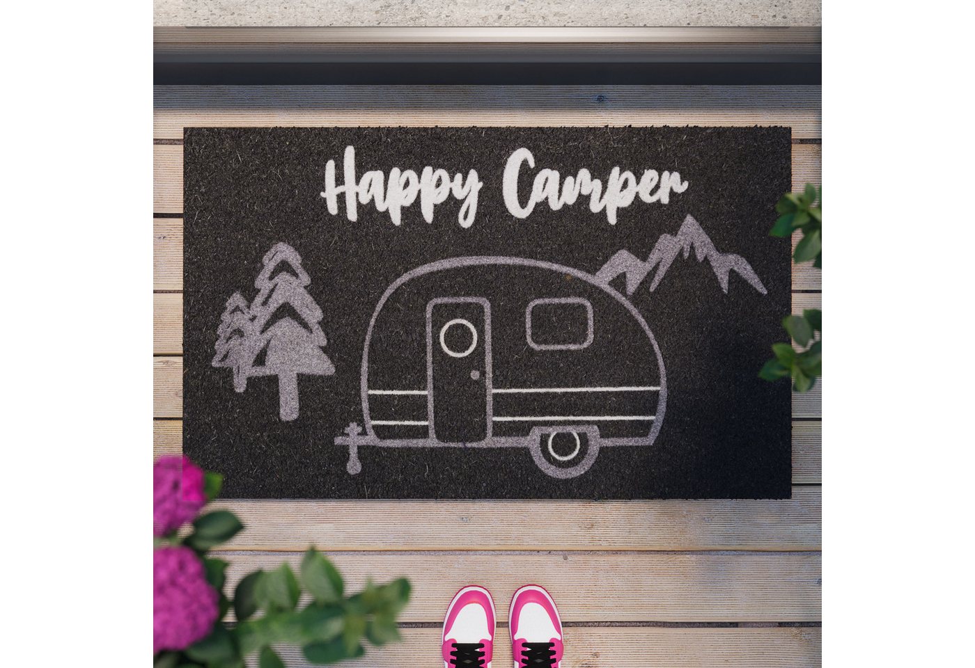 Wecon home Fußmatte Happy Camper, rechteckig, Höhe: 18 mm, rutschfest, robust, innen, Außenbereiche überdacht, schwer – Bild 2 von 5