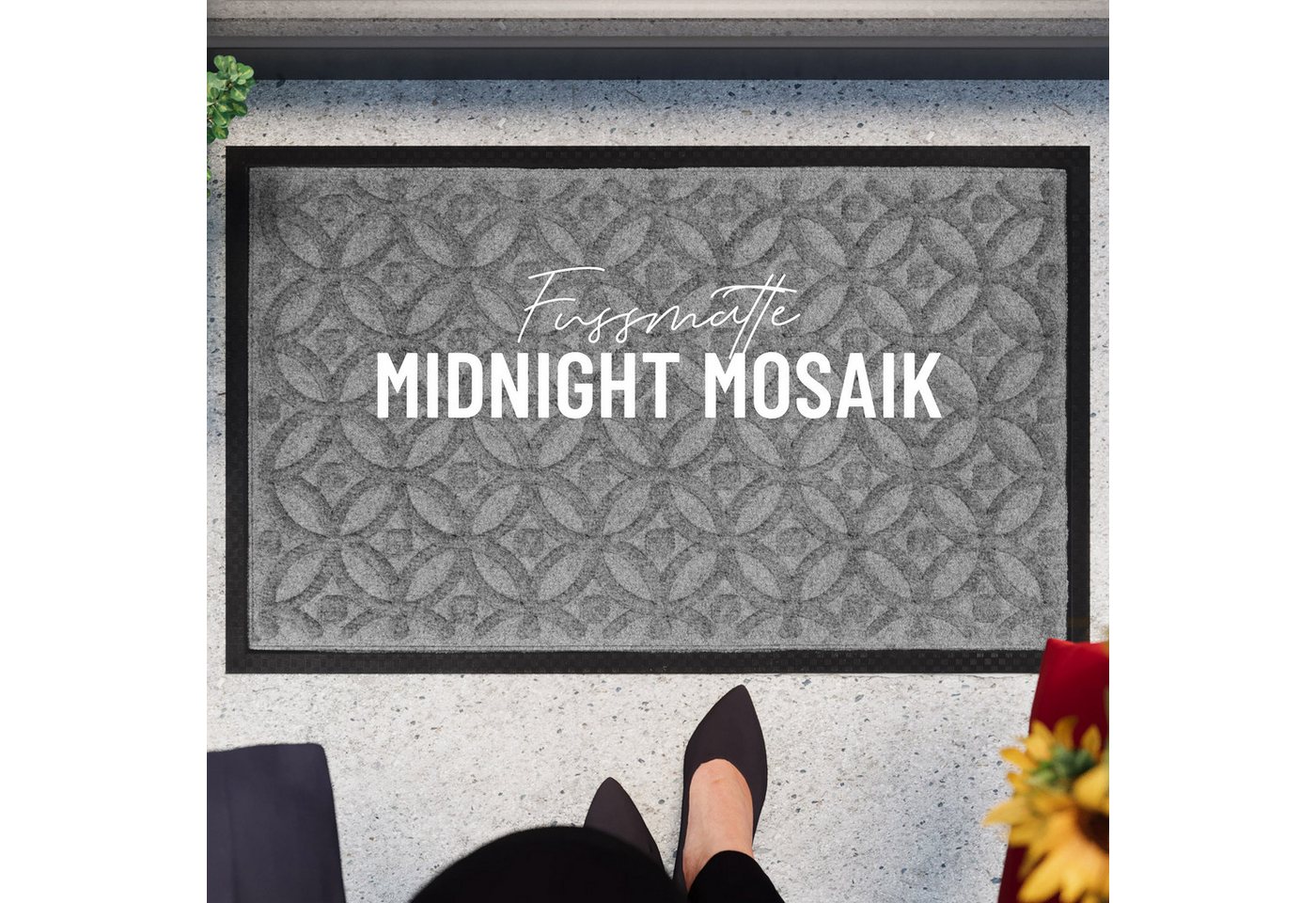 Wecon home Fußmatte Midnight Mosaic, rechteckig, Höhe: 4 mm, pflegeleicht, rutschfest, Ornamente, Innen & Außen, Schmutzfangmatte – Bild 2 von 5