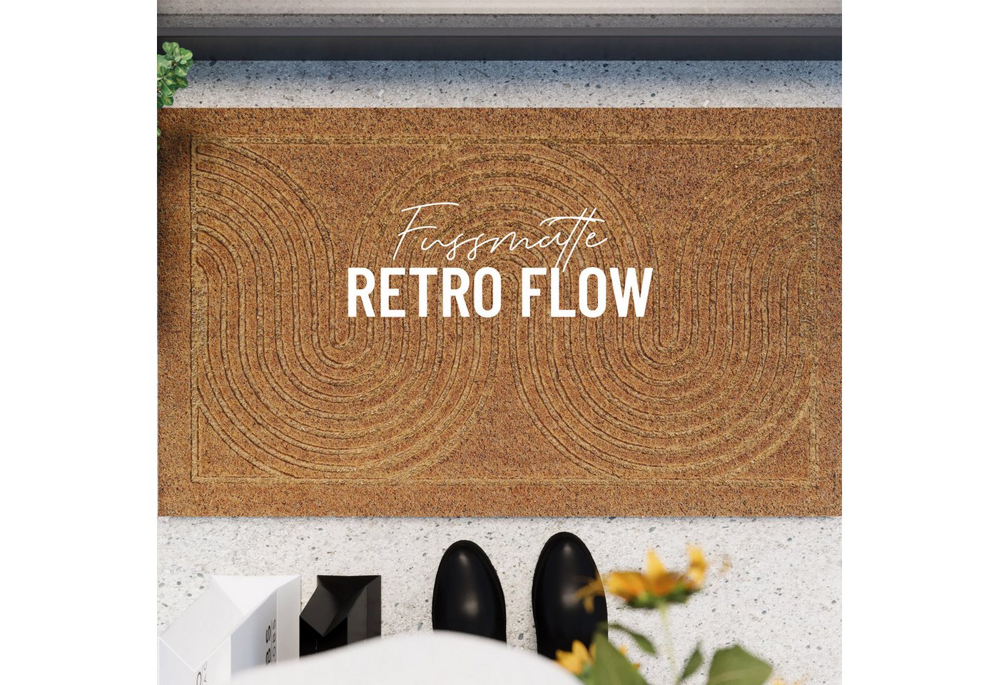 Wecon home Fußmatte Retro Flow, rechteckig, Höhe: 14 mm, Kokos, pflegeleicht, rutschfest, Retro Design, Schmutzfangmatte – Bild 2 von 5