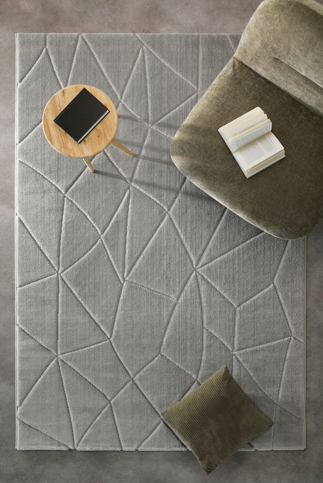 Wecon home Teppich Unplugged, auch in quadratischer Form, rechteckig, Höhe: 10 mm, Kurzflor, Hoch Tief Struktur, gewebt, Wohnzimmer, Schlafzimmer, modern – Bild 3 von 5