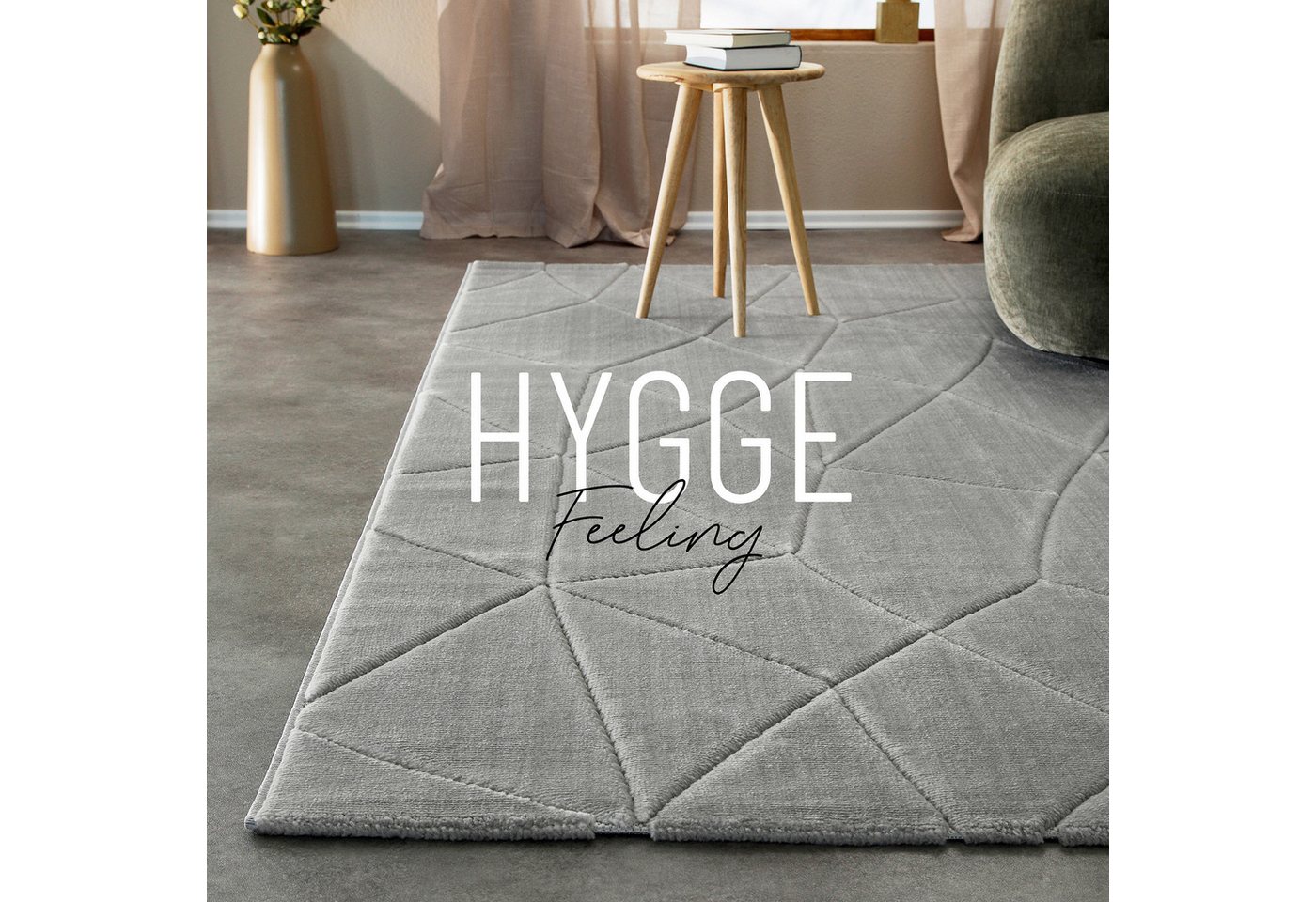 Wecon home Teppich Unplugged, auch in quadratischer Form, rechteckig, Höhe: 10 mm, Kurzflor, Hoch Tief Struktur, gewebt, Wohnzimmer, Schlafzimmer, modern – Bild 4 von 5