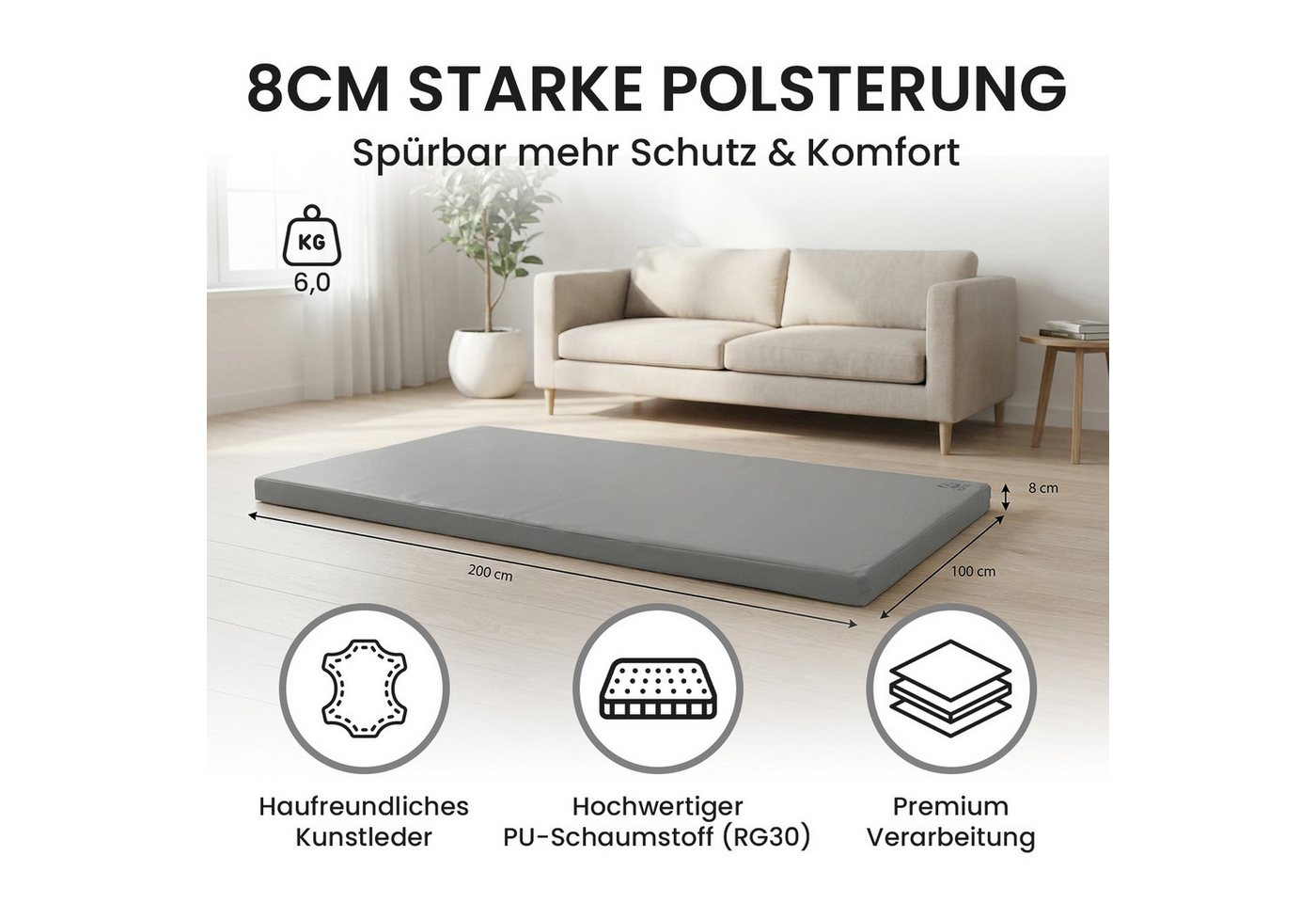 Jeflex Weichbodenmatte Jeflex Weichbodenmatte Turnmatte, 200cm x 100cm x 8cm, Made in Germany, 200cm x 100cm x 8cm, Made in Germany – Bild 2 von 5