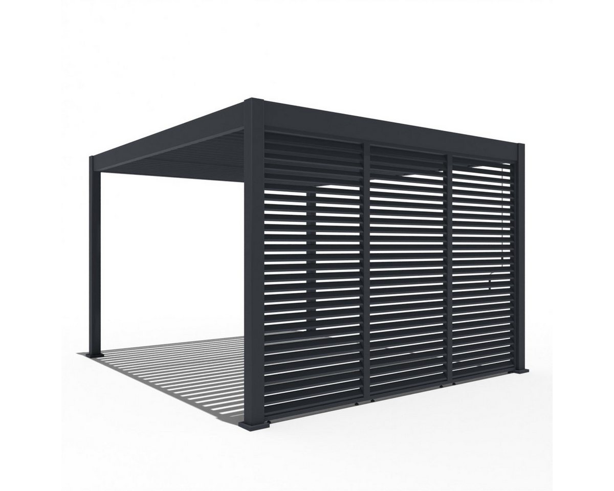 Weide Pavillonseitenteil Horizontale Lamellenwand Sichtschutz für Pergola Alu Anthrazit, 83x235 cm, Komplettset, Seitenteil – Bild 3 von 5