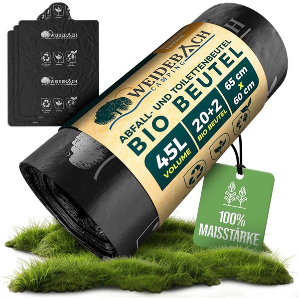 WEIDEBACH Campingtoilette Bio Campingtoilettenbeutel 45L wasserdicht für Campingtoilette, (22-St)