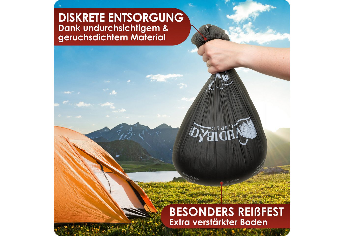 WEIDEBACH Campingtoilette Bio Campingtoilettenbeutel 45L wasserdicht für Campingtoilette, (22-St) – Bild 3 von 5