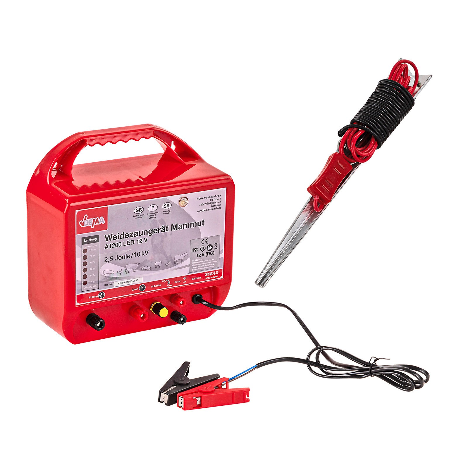 Weidezaungerät Elektrozaungerät Weidegerät Elektro Weide Mammut A1200 LED 12V