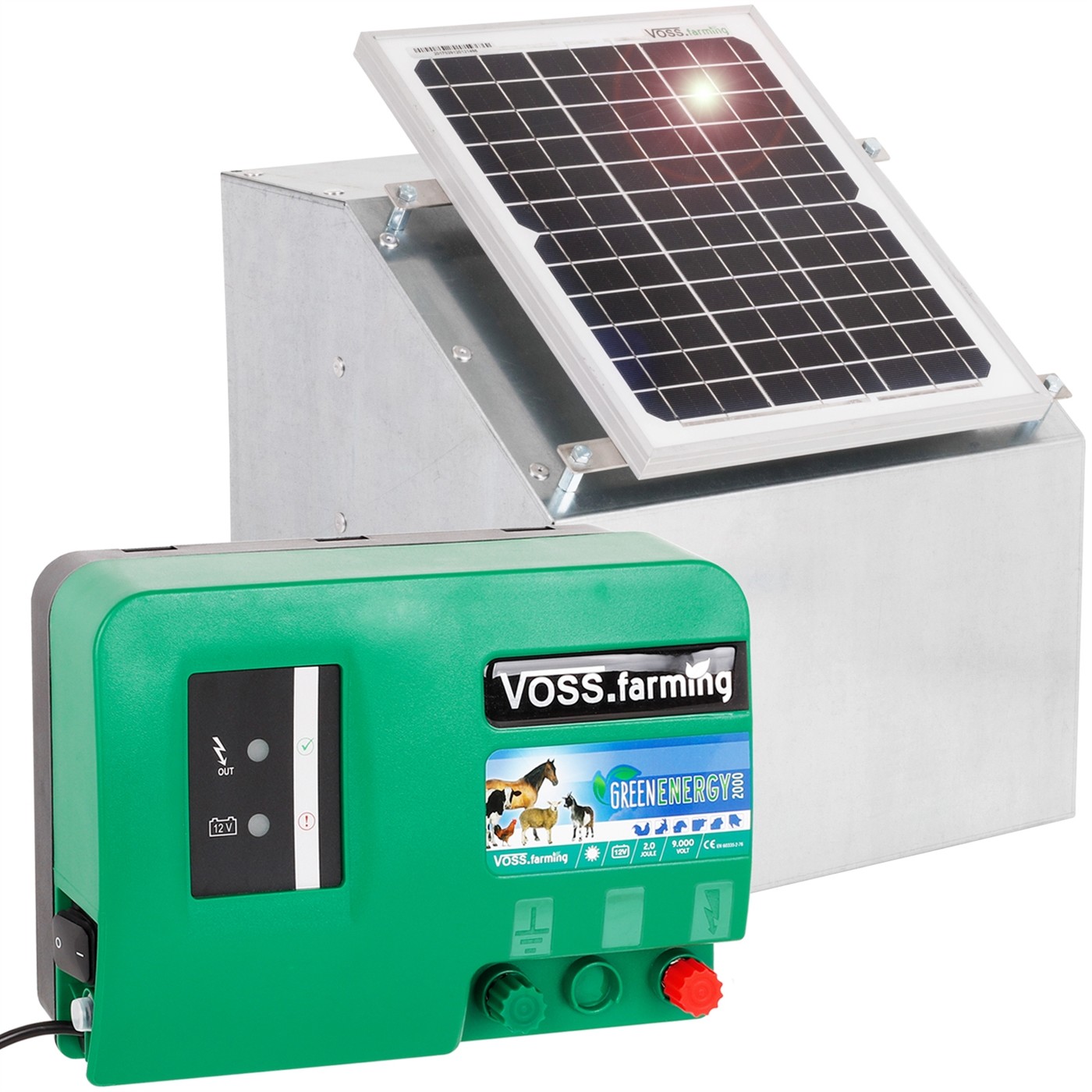 Weidezaungerät Solar 12W Batterie Batteriegerät Solarsystem Weidezaun Gerät